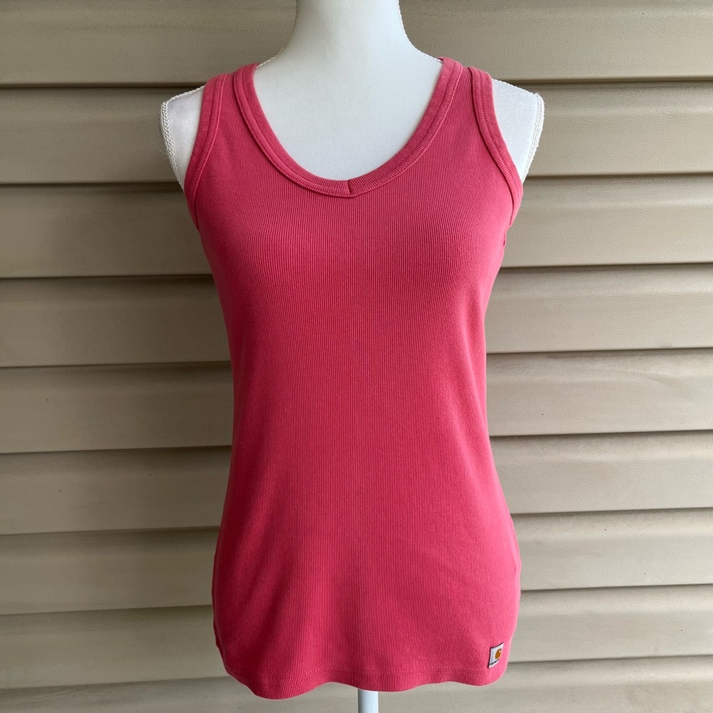•Carhartt• Women’s Salmon Colored Rib Knit Tank Top - Size Small